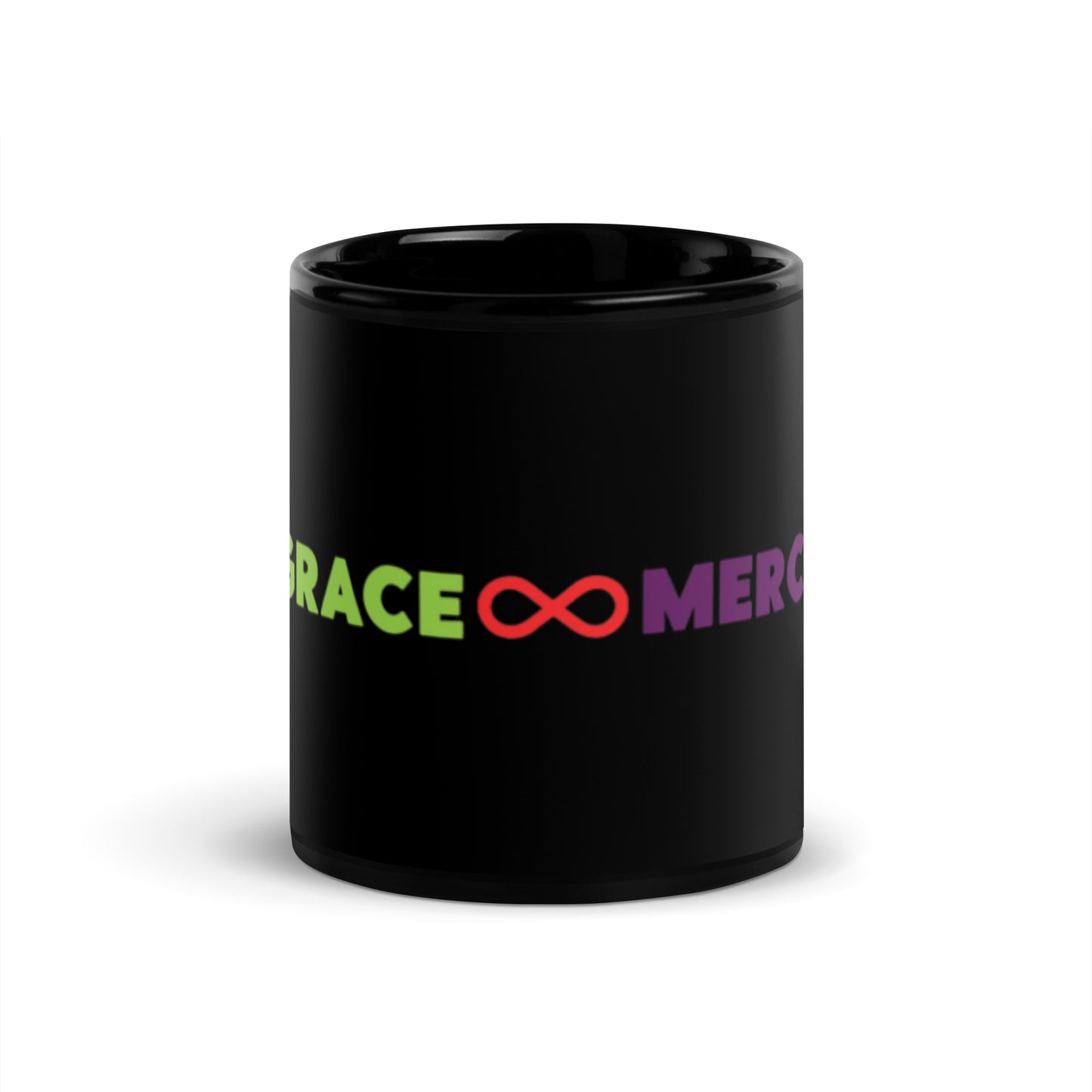 Grace and Mercy (Infinity Symbol) Black Glossy Mug