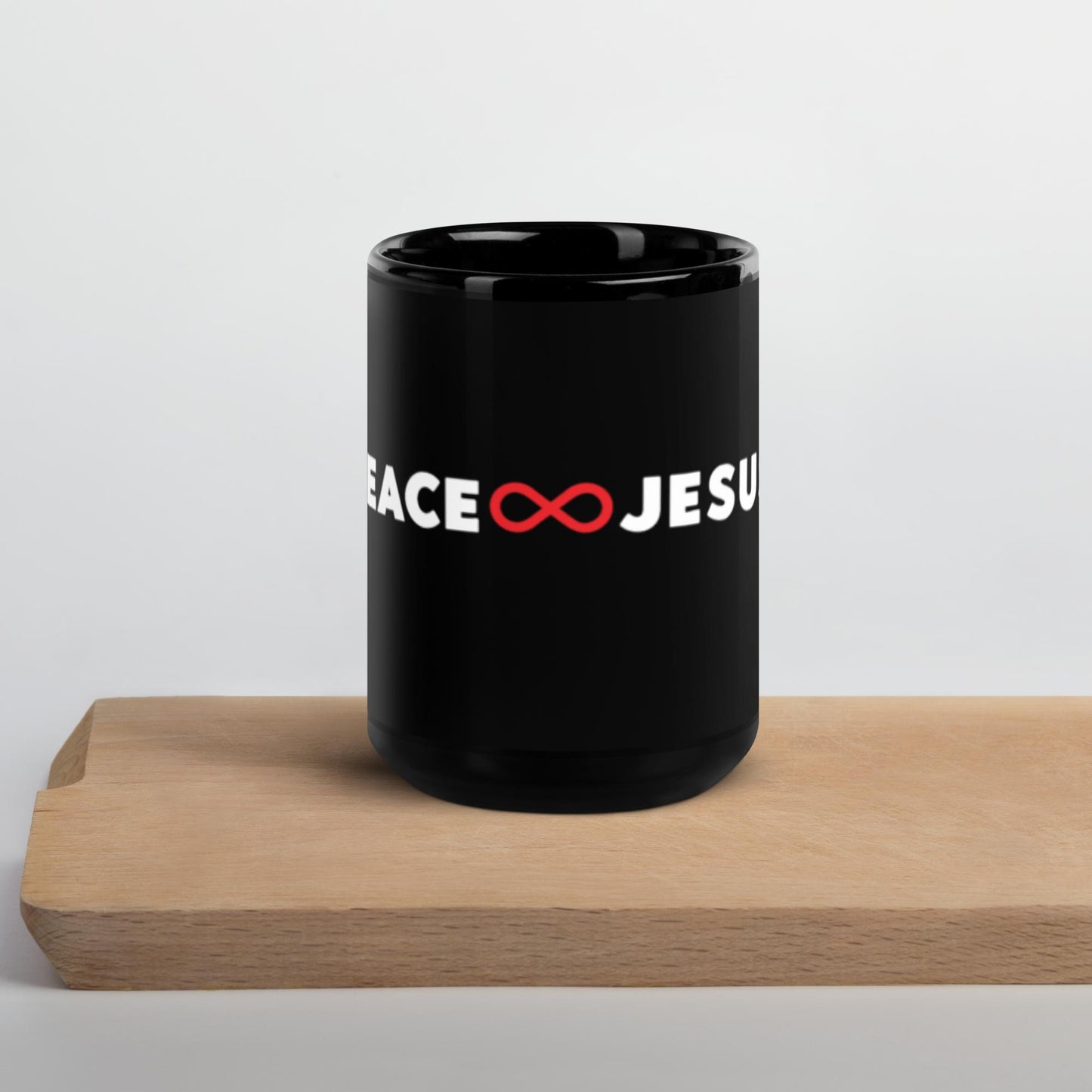 Peace Jesus (w/Infinity Symbol) - Black Glossy Mug
