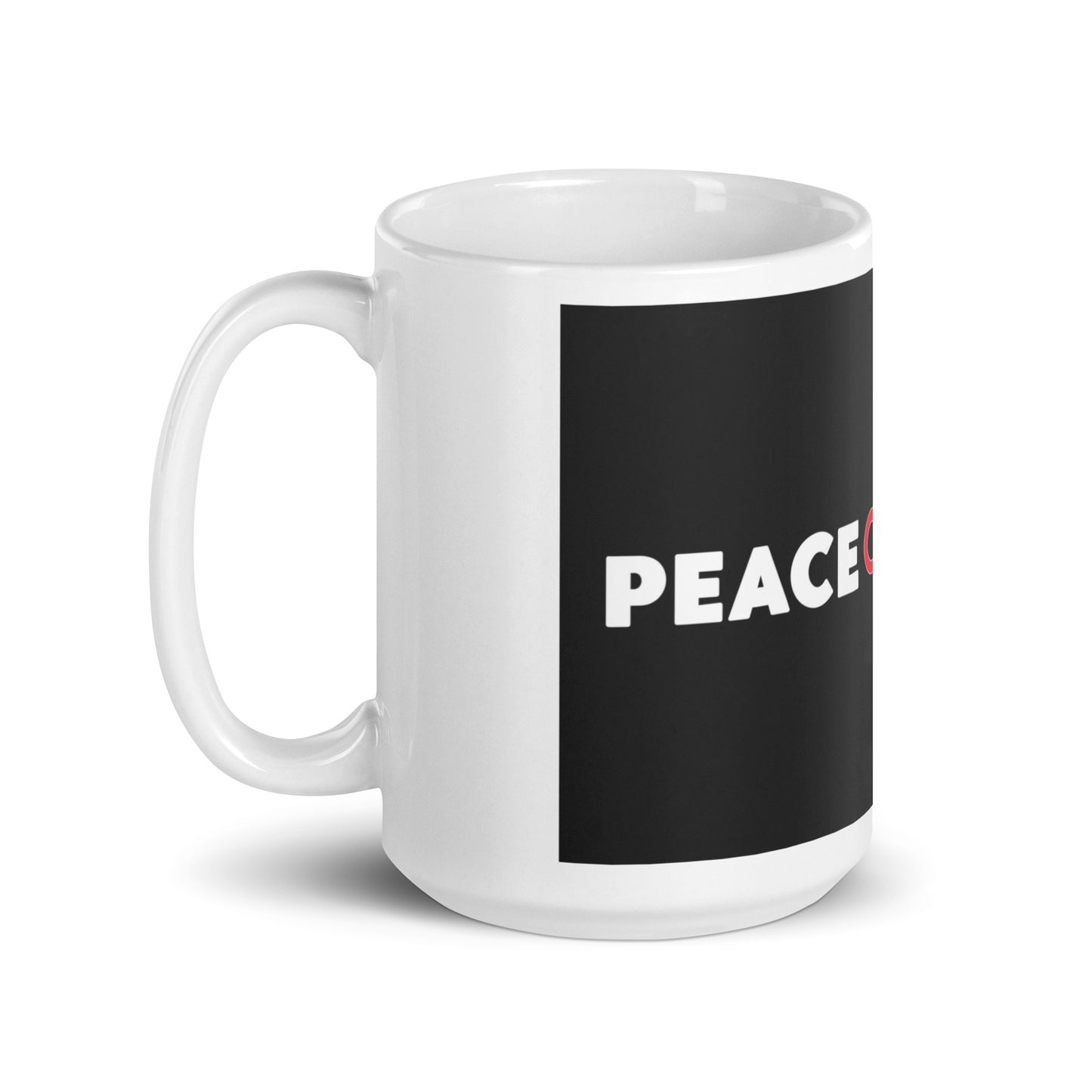 Peace and Love White glossy mug (Infinity Symbol)