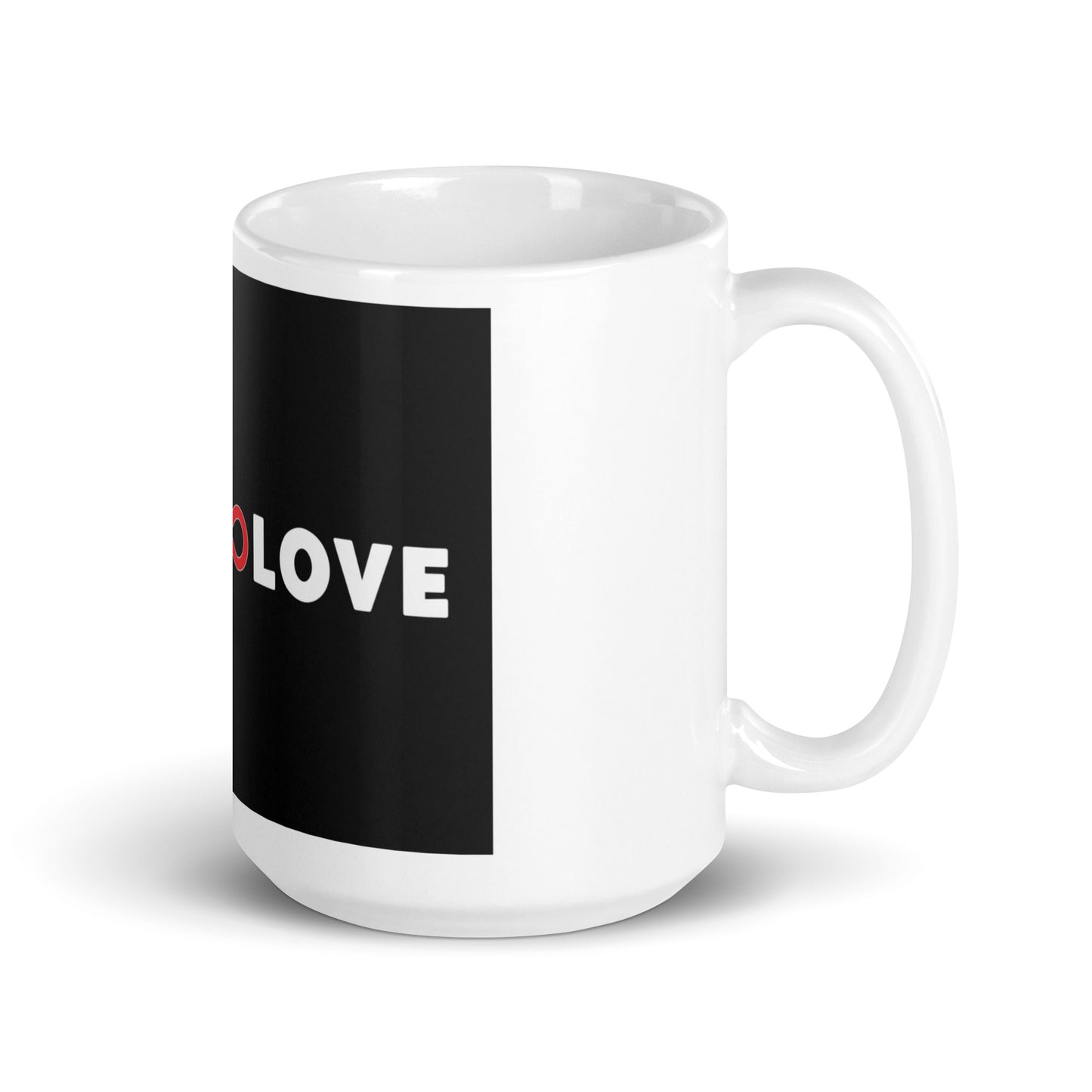 Peace and Love White glossy mug (Infinity Symbol)