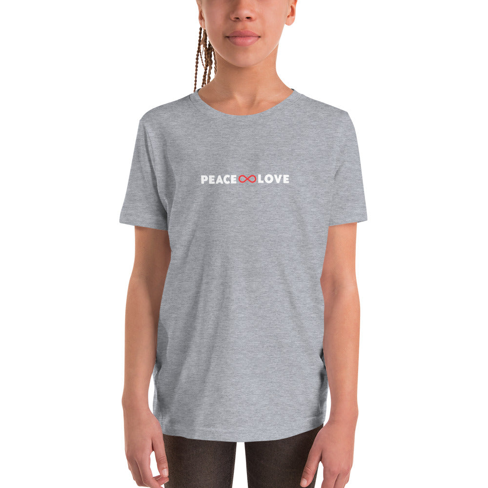Peace and Love (Infinity Symbol) Youth Short Sleeve T-Shirt