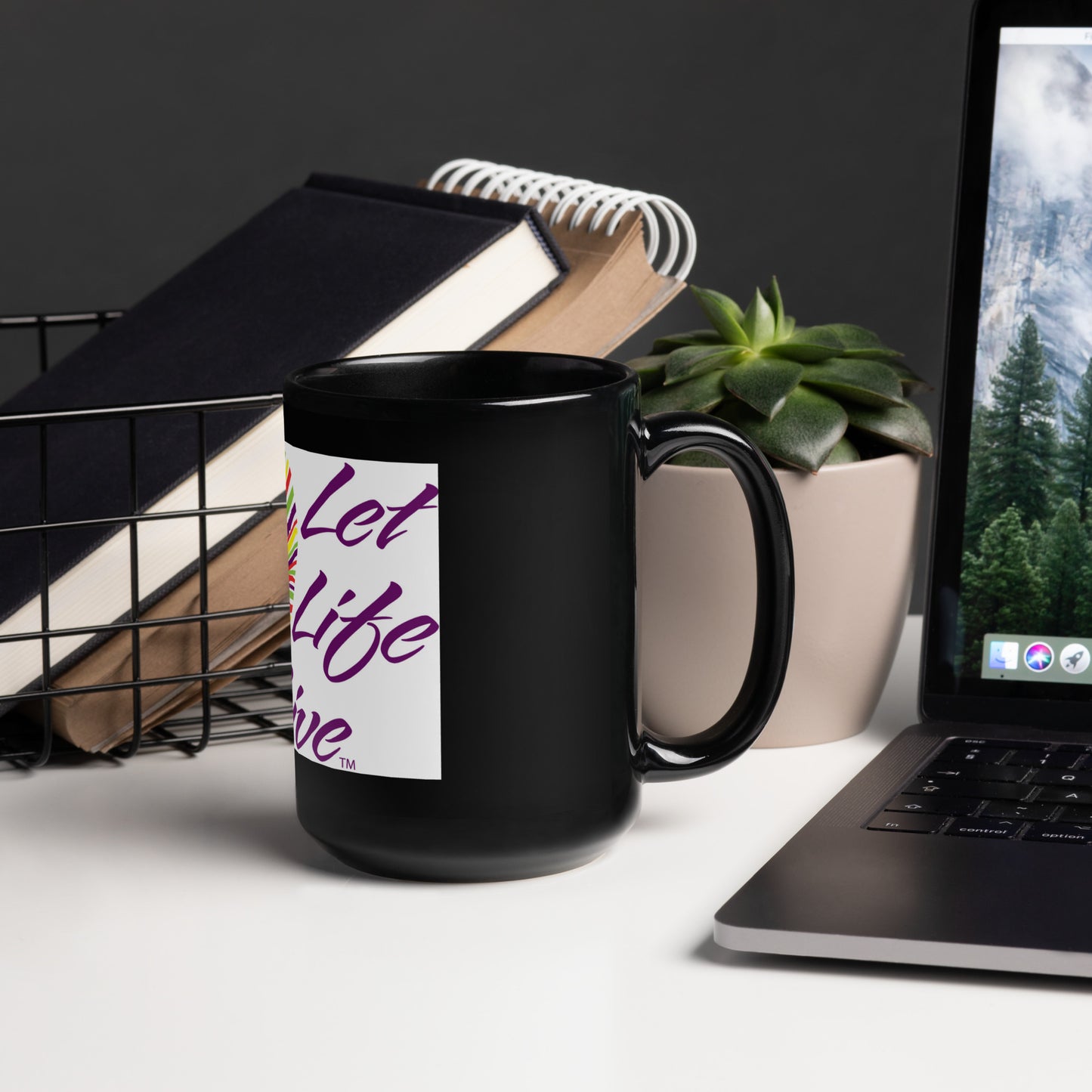 Let Life Live Black Glossy Mug