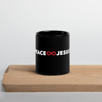 Peace Jesus (w/Infinity Symbol) - Black Glossy Mug