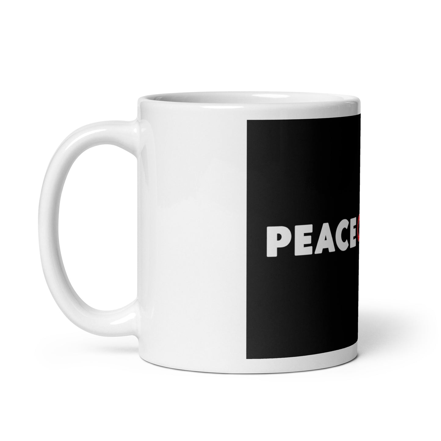 Peace and Love White glossy mug (Infinity Symbol)