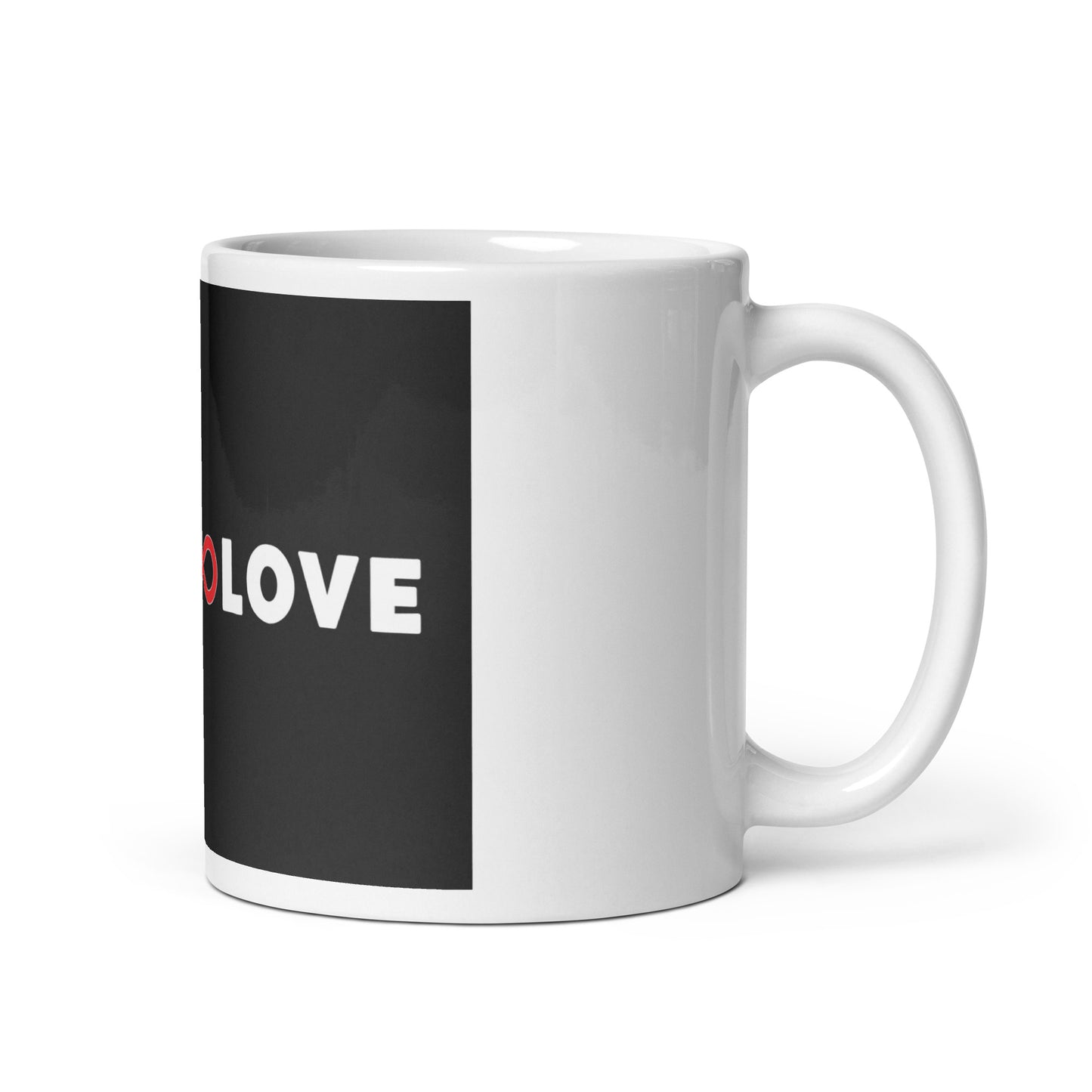Peace and Love White glossy mug (Infinity Symbol)